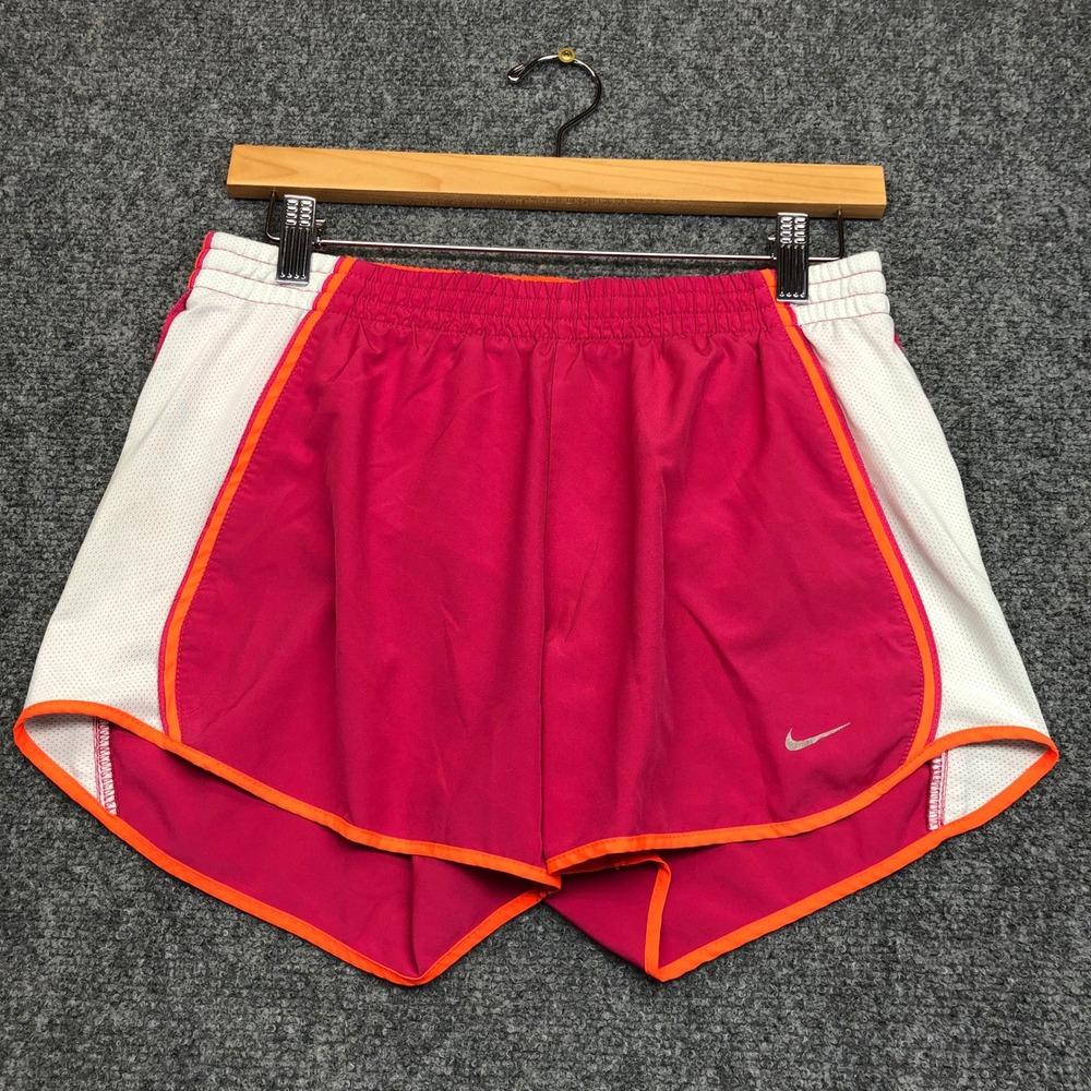 Nike Dri-FIT Womens Pink Orange White Mesh Running Training Shorts Small